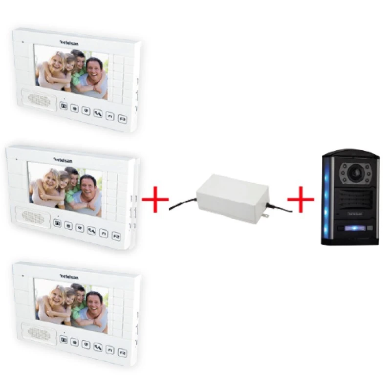 TYPHOON 7’’ Renkli Dokunmatik LCD Görüntülü Villa Kitler Obsidian(Üçlü)